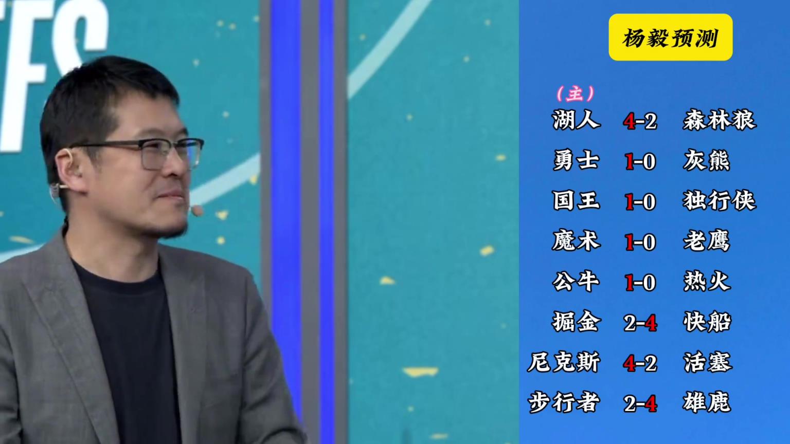明燈來(lái)了！看看楊毅的季后賽預(yù)測(cè)：湖人4-2狼 快船4-2掘金
